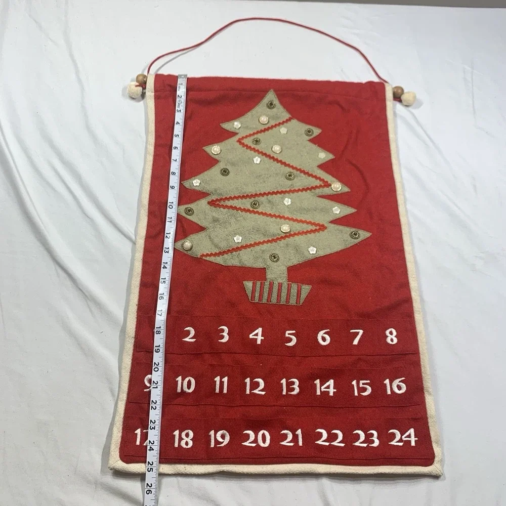 RARE Advent Calendar Hanging Restoration Hardware Christmas Red‎ Felt Fabric